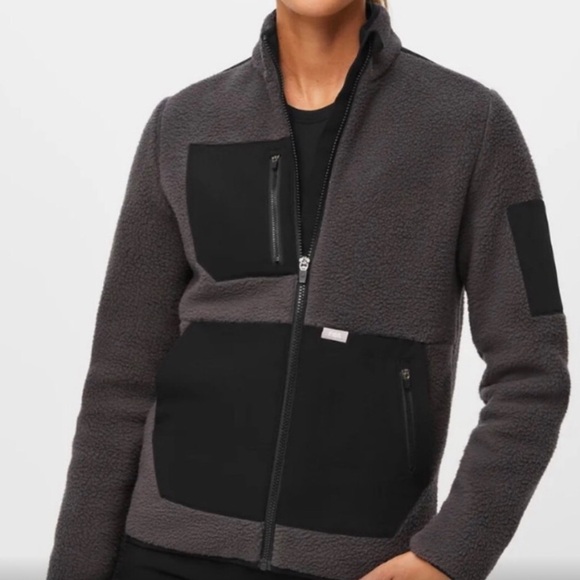 Figs On-Shift Gray and Black Fleece Jacket - Picture 11 of 14